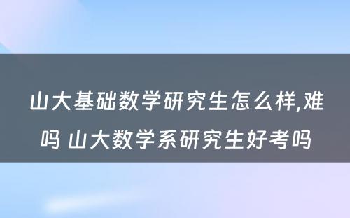 山大基础数学研究生怎么样,难吗 山大数学系研究生好考吗