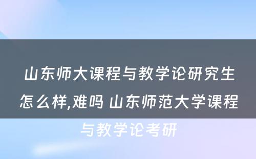 山东师大课程与教学论研究生怎么样,难吗 山东师范大学课程与教学论考研