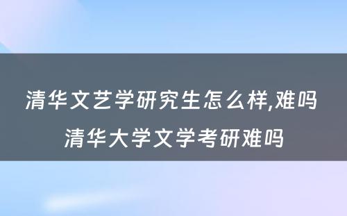 清华文艺学研究生怎么样,难吗 清华大学文学考研难吗