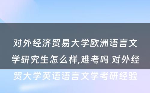 对外经济贸易大学欧洲语言文学研究生怎么样,难考吗 对外经贸大学英语语言文学考研经验