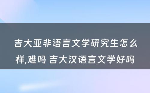 吉大亚非语言文学研究生怎么样,难吗 吉大汉语言文学好吗