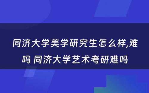 同济大学美学研究生怎么样,难吗 同济大学艺术考研难吗