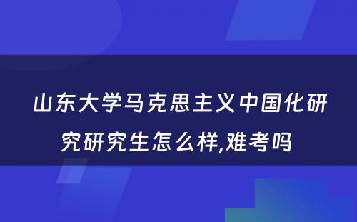 山东大学马克思主义中国化研究研究生怎么样,难考吗 