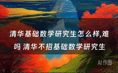 清华基础数学研究生怎么样,难吗 清华不招基础数学研究生