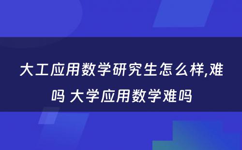 大工应用数学研究生怎么样,难吗 大学应用数学难吗