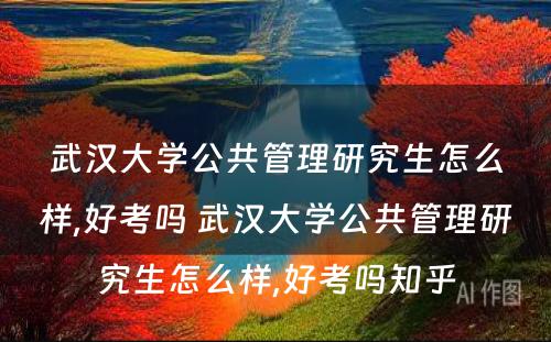 武汉大学公共管理研究生怎么样,好考吗 武汉大学公共管理研究生怎么样,好考吗知乎