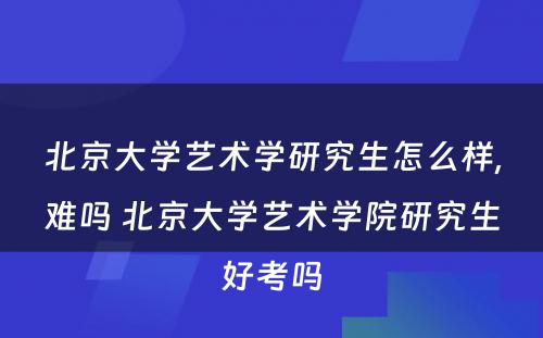 北京大学艺术学研究生怎么样,难吗 北京大学艺术学院研究生好考吗