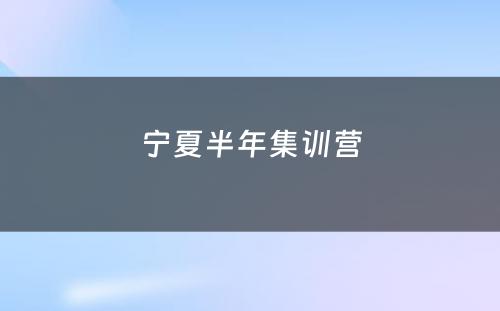 宁夏半年集训营