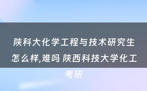 陕科大化学工程与技术研究生怎么样,难吗 陕西科技大学化工考研