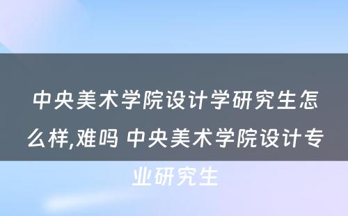 中央美术学院设计学研究生怎么样,难吗 中央美术学院设计专业研究生