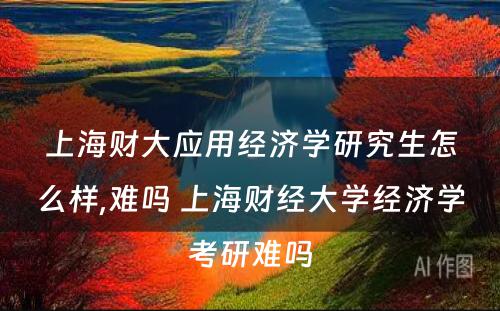 上海财大应用经济学研究生怎么样,难吗 上海财经大学经济学考研难吗