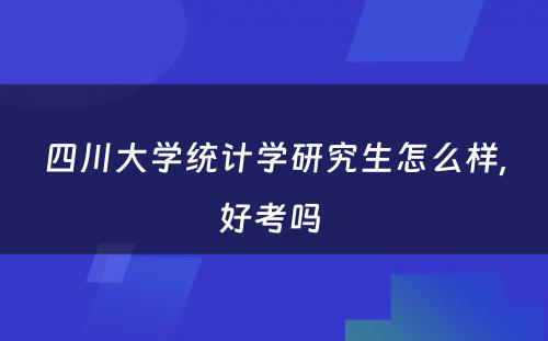 四川大学统计学研究生怎么样,好考吗 