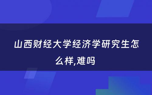 山西财经大学经济学研究生怎么样,难吗 