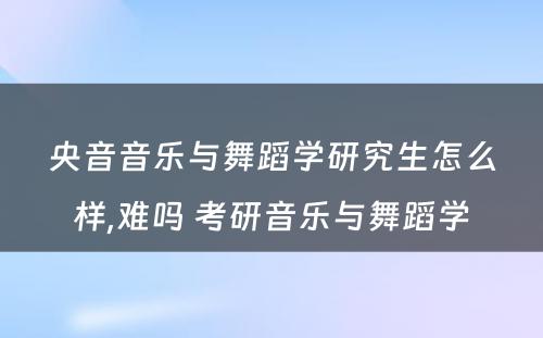 央音音乐与舞蹈学研究生怎么样,难吗 考研音乐与舞蹈学