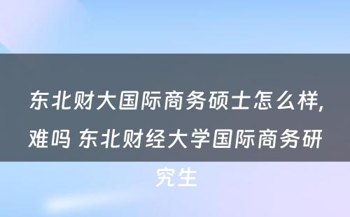 东北财大国际商务硕士怎么样,难吗 东北财经大学国际商务研究生