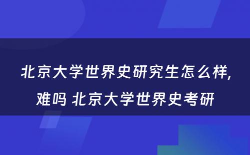 北京大学世界史研究生怎么样,难吗 北京大学世界史考研