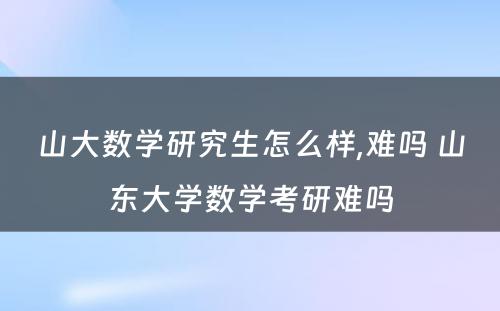 山大数学研究生怎么样,难吗 山东大学数学考研难吗