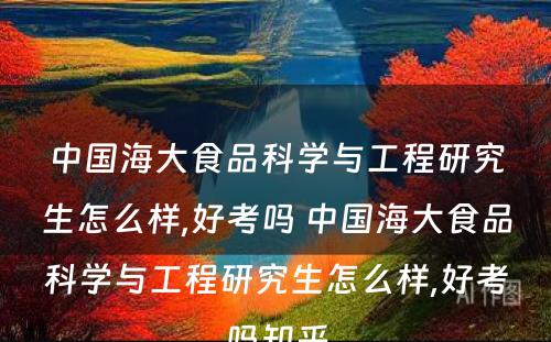 中国海大食品科学与工程研究生怎么样,好考吗 中国海大食品科学与工程研究生怎么样,好考吗知乎