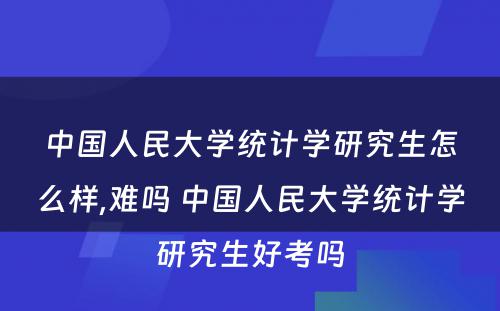 中国人民大学统计学研究生怎么样,难吗 中国人民大学统计学研究生好考吗