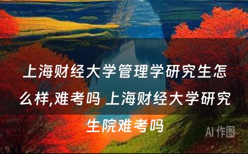 上海财经大学管理学研究生怎么样,难考吗 上海财经大学研究生院难考吗