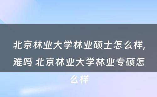 北京林业大学林业硕士怎么样,难吗 北京林业大学林业专硕怎么样