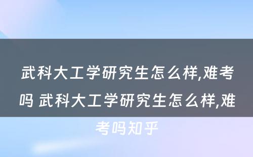 武科大工学研究生怎么样,难考吗 武科大工学研究生怎么样,难考吗知乎