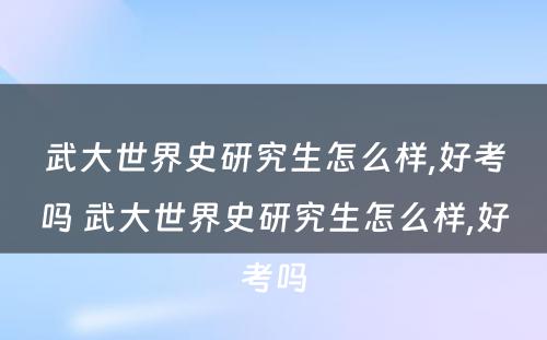 武大世界史研究生怎么样,好考吗 武大世界史研究生怎么样,好考吗