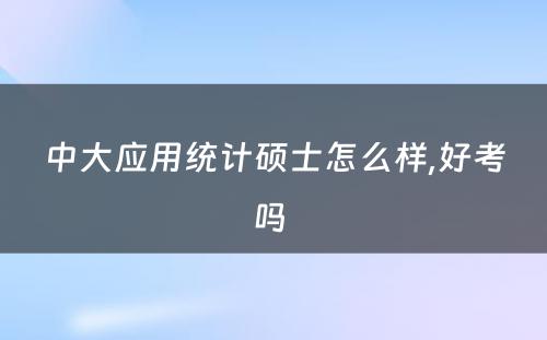 中大应用统计硕士怎么样,好考吗 