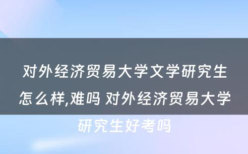 对外经济贸易大学文学研究生怎么样,难吗 对外经济贸易大学研究生好考吗