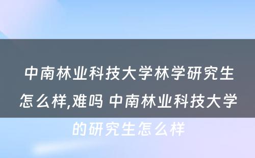 中南林业科技大学林学研究生怎么样,难吗 中南林业科技大学的研究生怎么样