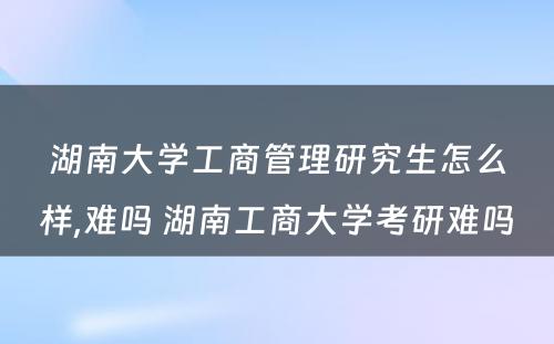 湖南大学工商管理研究生怎么样,难吗 湖南工商大学考研难吗