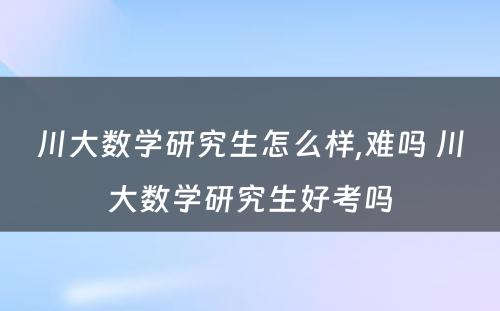 川大数学研究生怎么样,难吗 川大数学研究生好考吗