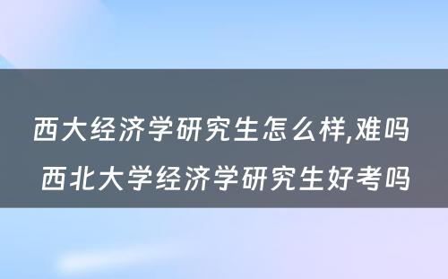 西大经济学研究生怎么样,难吗 西北大学经济学研究生好考吗