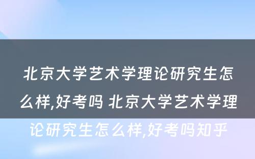 北京大学艺术学理论研究生怎么样,好考吗 北京大学艺术学理论研究生怎么样,好考吗知乎