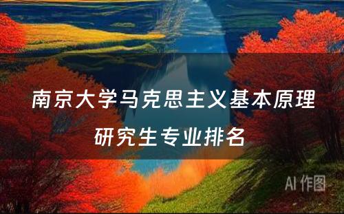 南京大学马克思主义基本原理研究生专业排名 