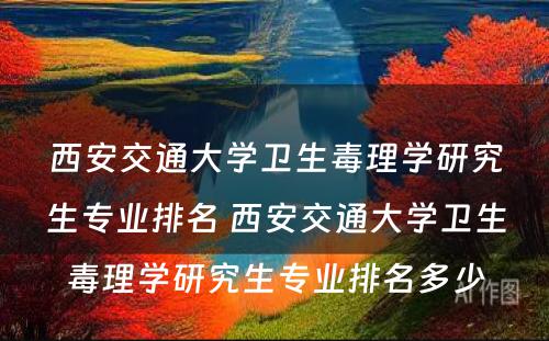 西安交通大学卫生毒理学研究生专业排名 西安交通大学卫生毒理学研究生专业排名多少