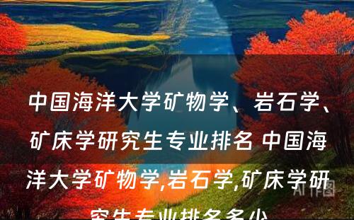 中国海洋大学矿物学、岩石学、矿床学研究生专业排名 中国海洋大学矿物学,岩石学,矿床学研究生专业排名多少