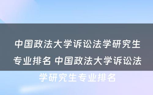 中国政法大学诉讼法学研究生专业排名 中国政法大学诉讼法学研究生专业排名