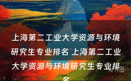 上海第二工业大学资源与环境研究生专业排名 上海第二工业大学资源与环境研究生专业排名