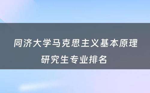 同济大学马克思主义基本原理研究生专业排名 