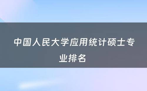 中国人民大学应用统计硕士专业排名 