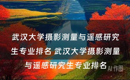 武汉大学摄影测量与遥感研究生专业排名 武汉大学摄影测量与遥感研究生专业排名