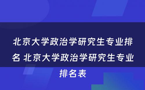 北京大学政治学研究生专业排名 北京大学政治学研究生专业排名表