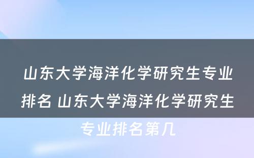 山东大学海洋化学研究生专业排名 山东大学海洋化学研究生专业排名第几