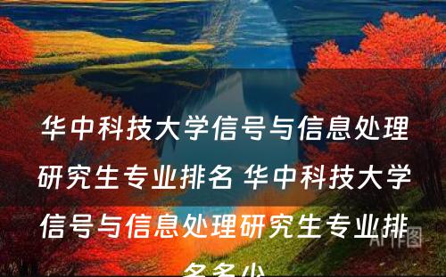 华中科技大学信号与信息处理研究生专业排名 华中科技大学信号与信息处理研究生专业排名多少