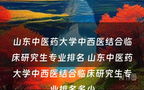 山东中医药大学中西医结合临床研究生专业排名 山东中医药大学中西医结合临床研究生专业排名多少