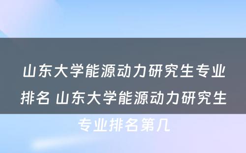 山东大学能源动力研究生专业排名 山东大学能源动力研究生专业排名第几