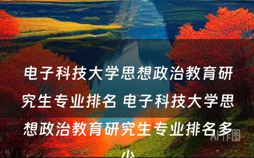 电子科技大学思想政治教育研究生专业排名 电子科技大学思想政治教育研究生专业排名多少