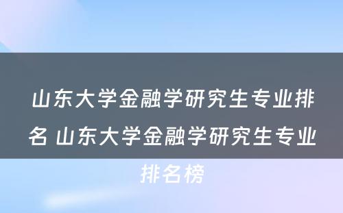 山东大学金融学研究生专业排名 山东大学金融学研究生专业排名榜