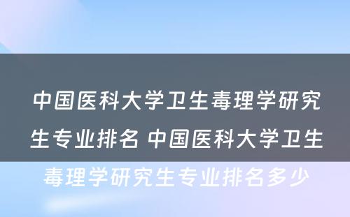 中国医科大学卫生毒理学研究生专业排名 中国医科大学卫生毒理学研究生专业排名多少